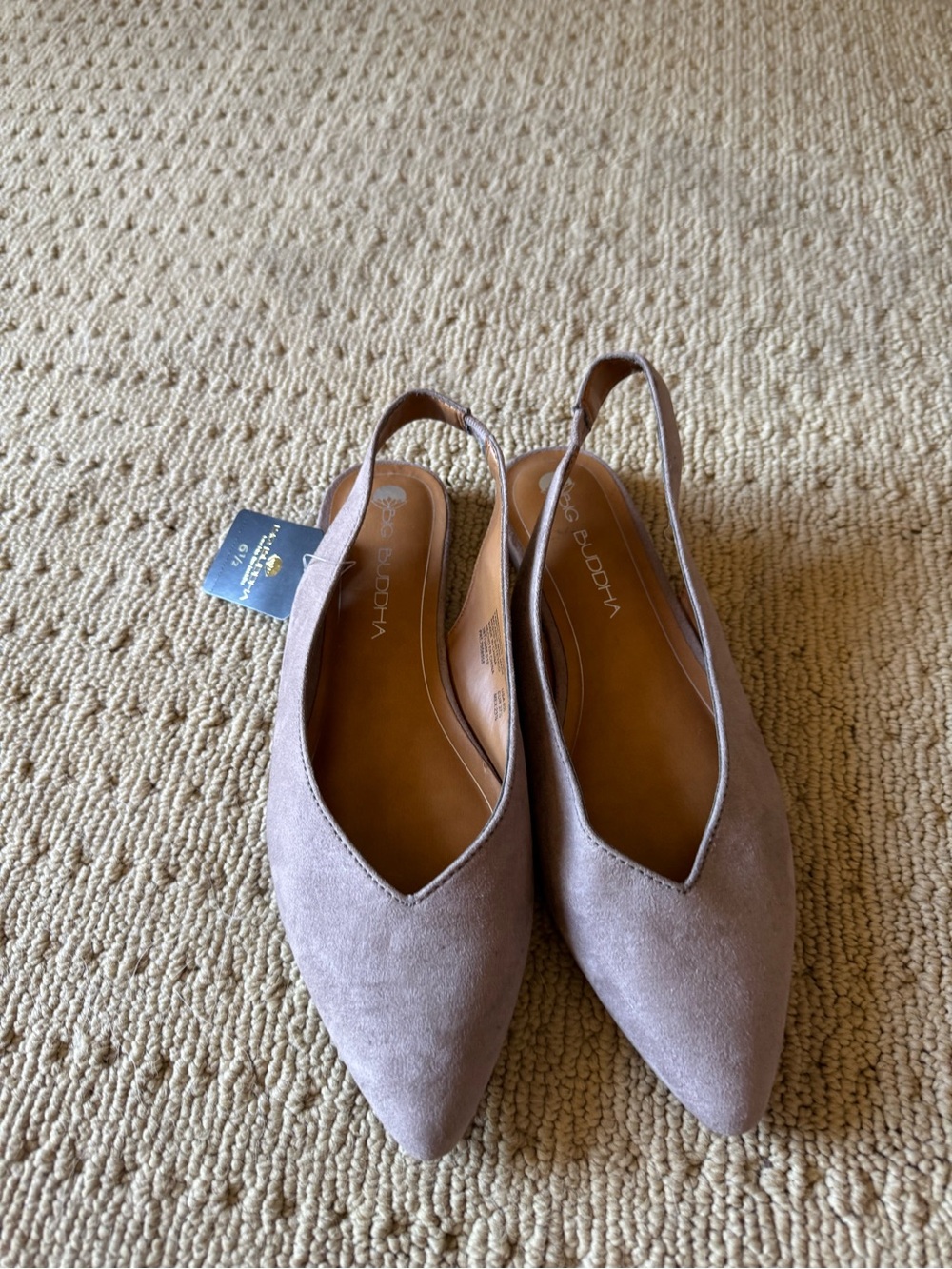 Big Buddha Mauve Suede Pointed Slingback Flats